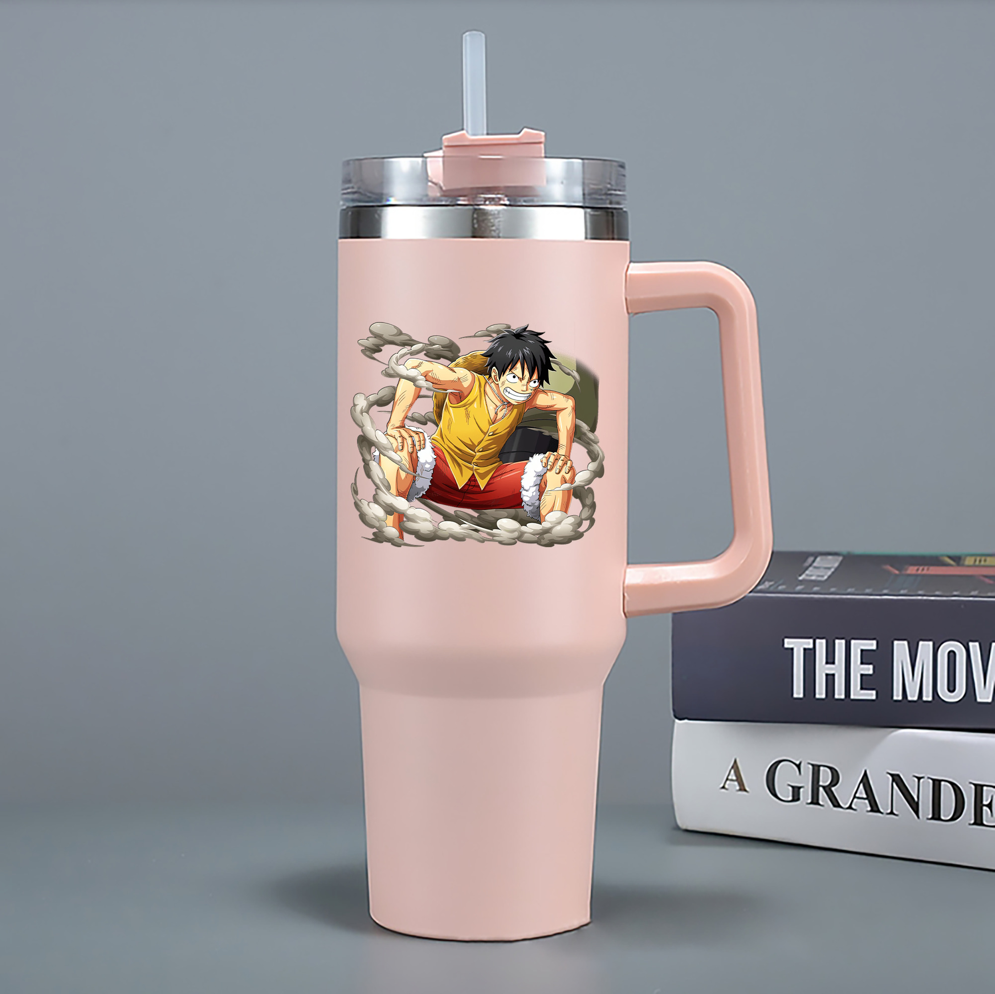 ワンピース モンキー・D・ルフィ ONE PIECE Monkey D. Luffy 1200mL車用タンブラー - クリスタルステッカー（プラスチックストロー付き）